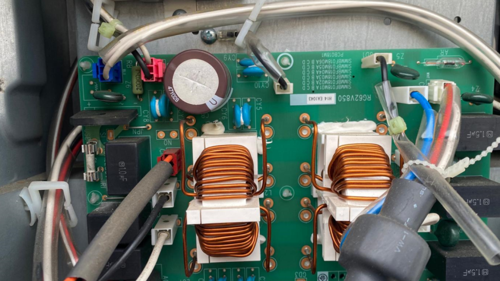 Damaged control board in Mitsubishi condensing unit at Bentham site