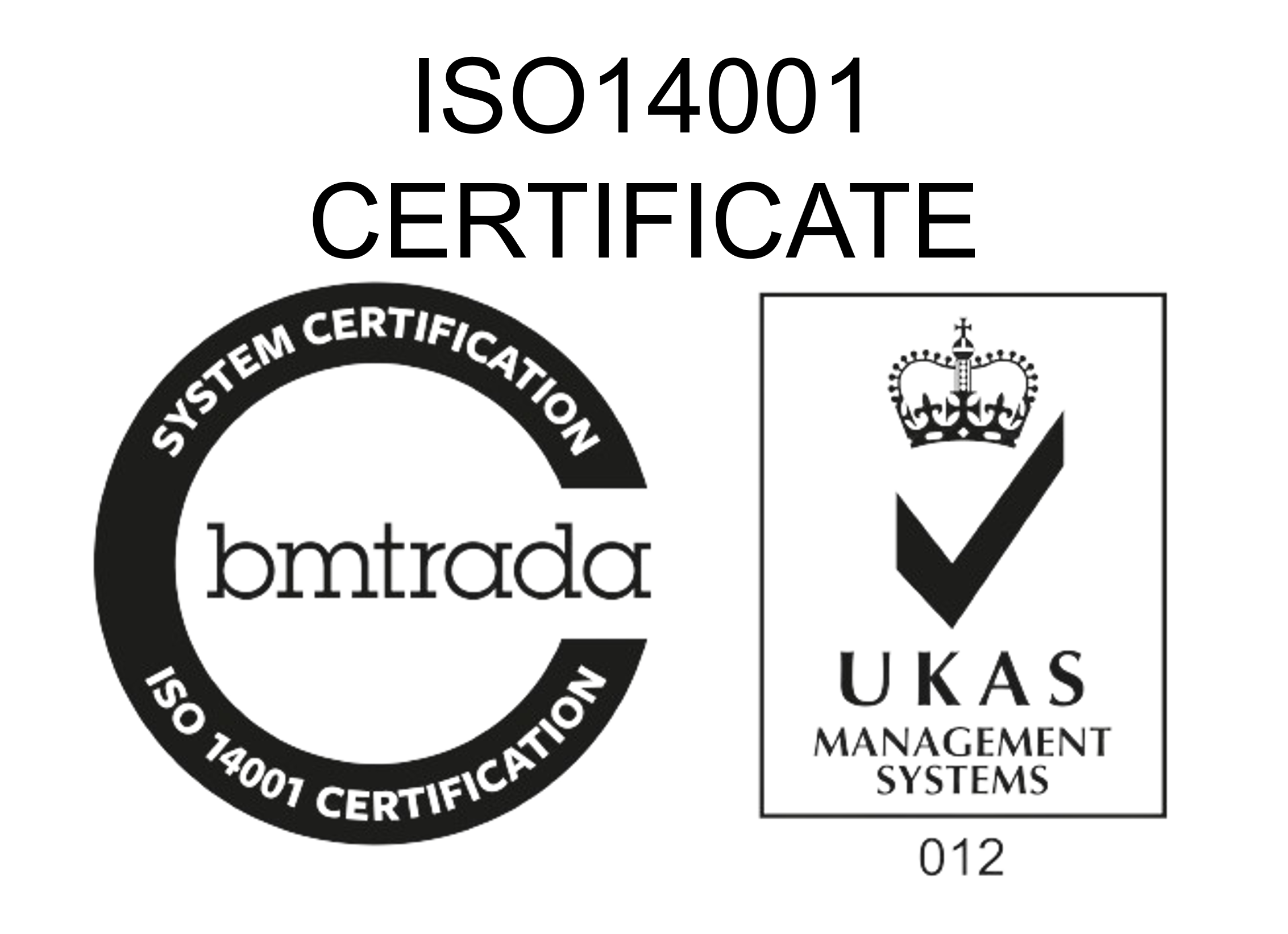 BM TRADA and UKAS Management Systems ISO 14001 certification logos.